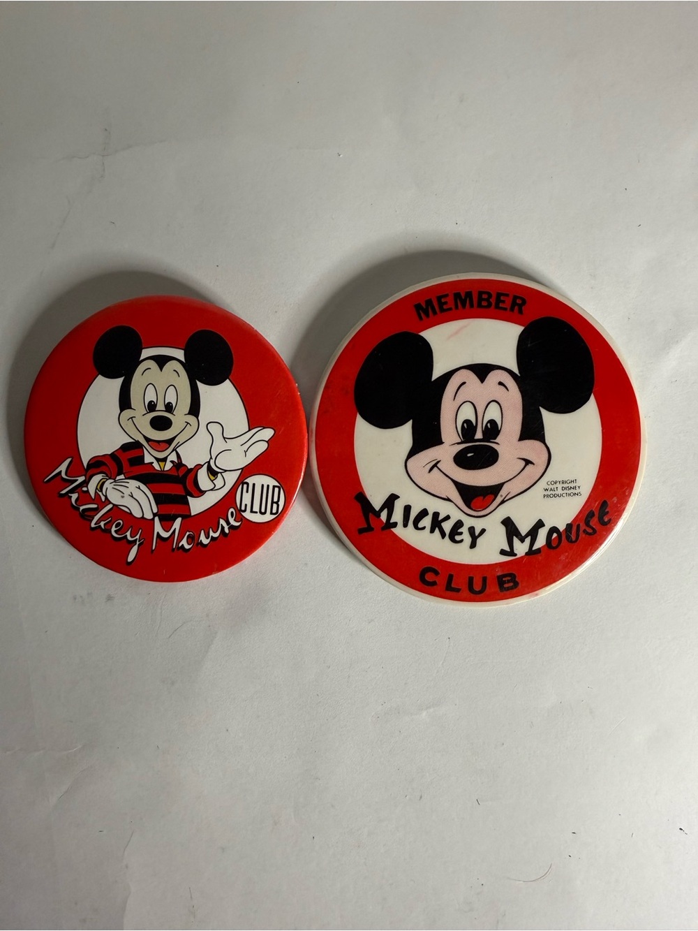 Vintage Mickey Mouse Club Pinback Buttons lot of 2